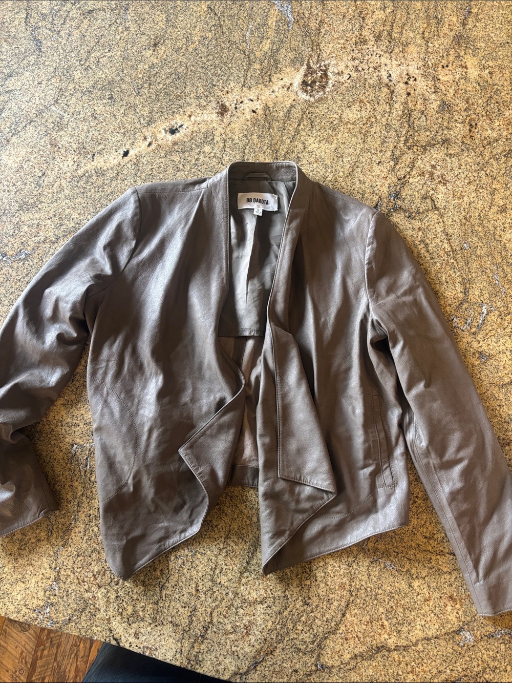 BB Dakota Women's Taupe/Brown Open-Front Leather Jacket
